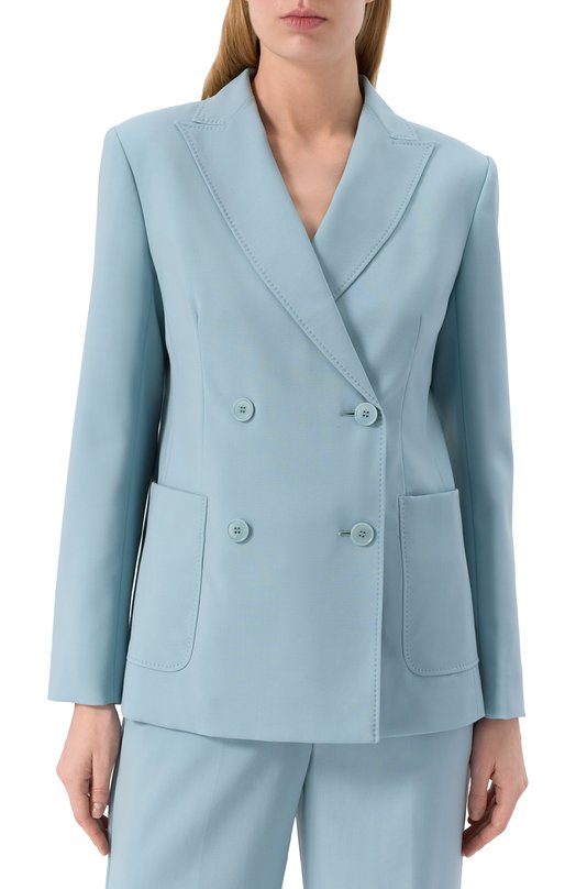 Шерстяной жакет Weekend Max Mara NERV0S0 Голубой  NERV0S0 Фото 3