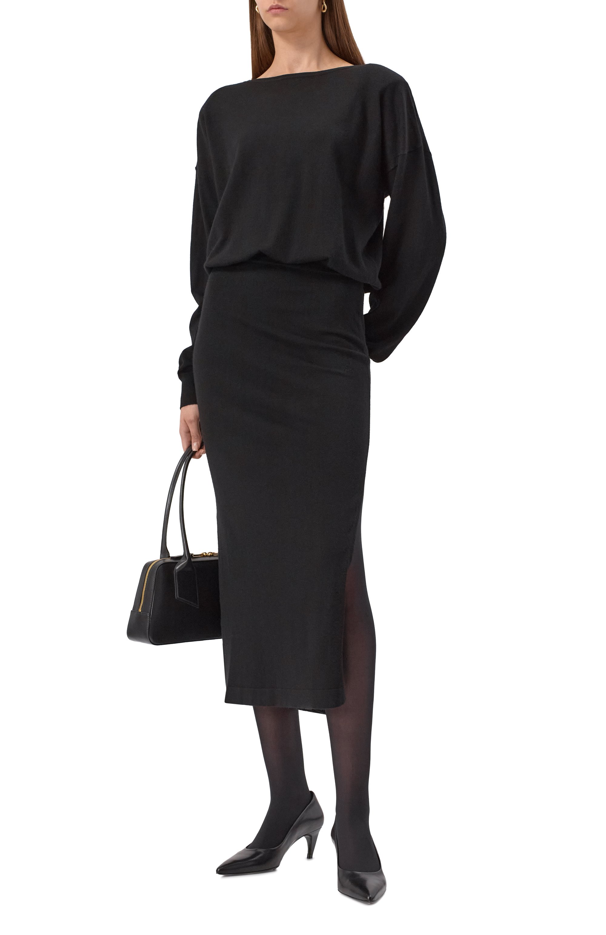 Платье из шерсти и вискозы P.A.R.O.S.H. черного цвета по цене 67650 руб., арт. LIME25-D550907, фото 2 Платье из шерсти и вискозы P.A.R.O.S.H., арт. LIME25-D550907, фото 2