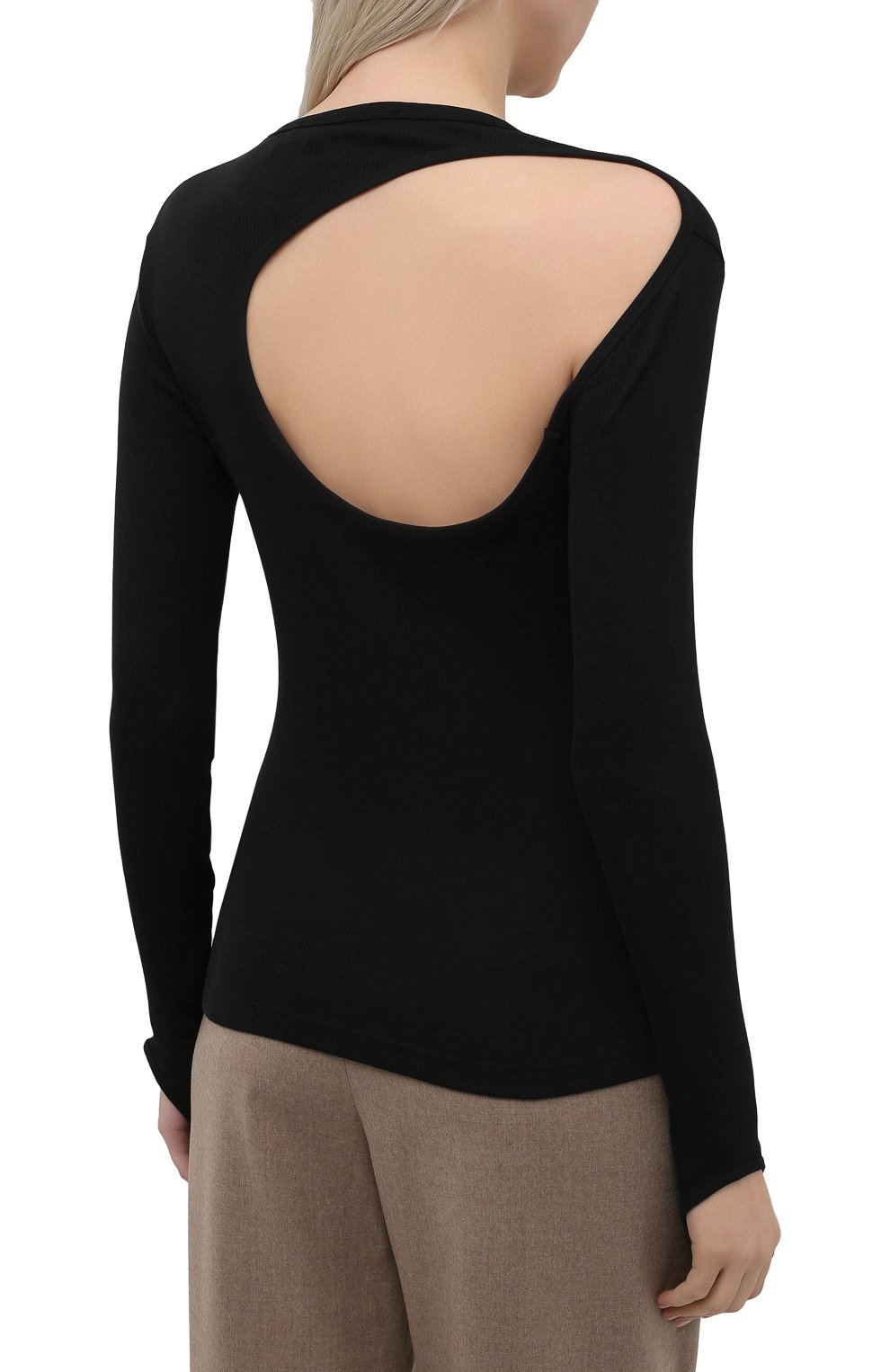 Хлопковый пуловер HELMUT LANG черного цвета по цене 24000 руб., арт. L02HW507, фото 4 Хлопковый пуловер HELMUT LANG, арт. L02HW507, фото 4