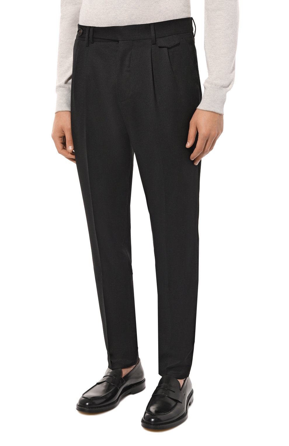 Шерстяные брюки BRUNELLO CUCINELLI черного цвета по цене 99500 руб., арт. ME226B2173, фото 3 Шерстяные брюки BRUNELLO CUCINELLI, арт. ME226B2173, фото 3