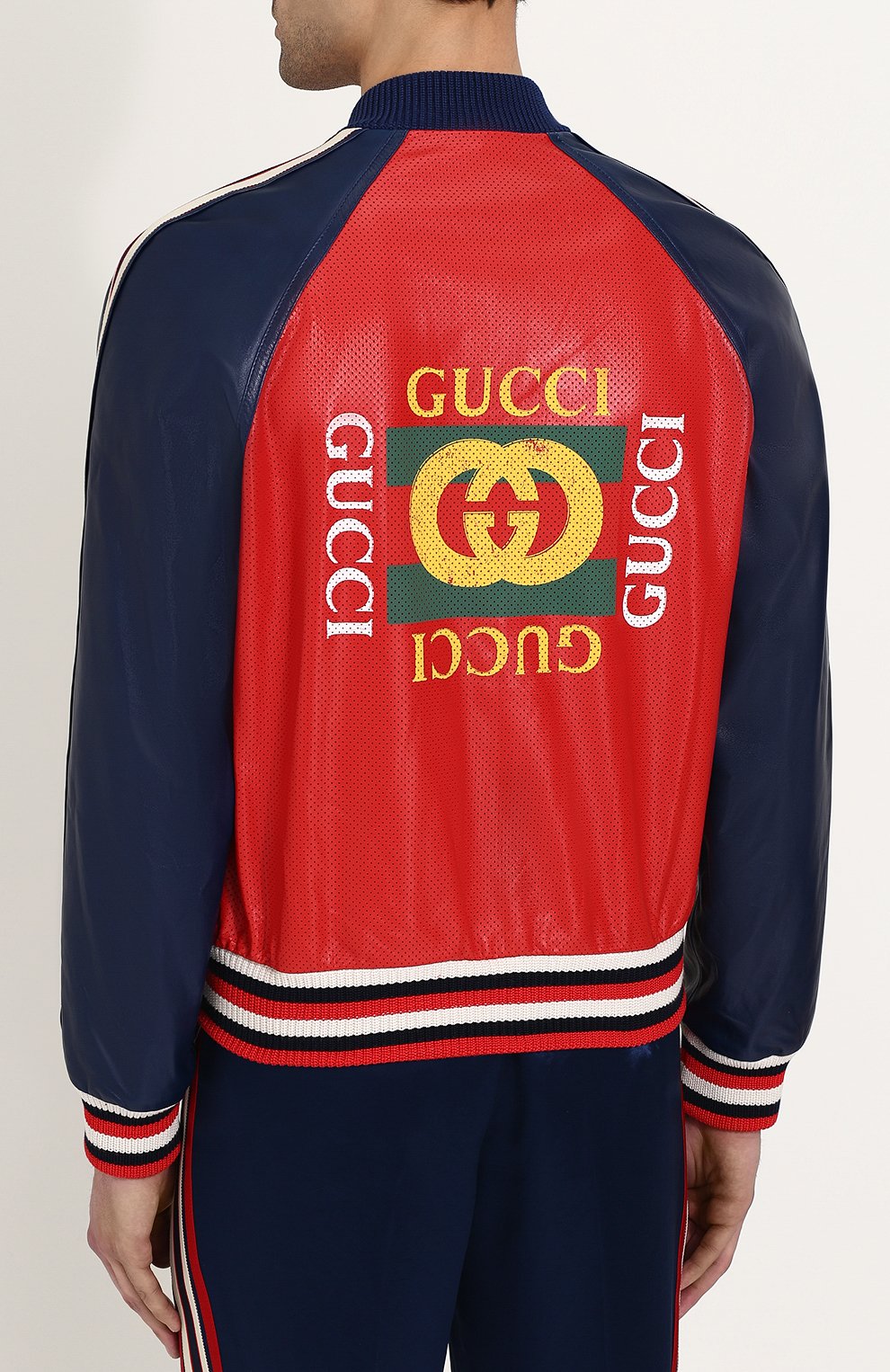 Кожаный бомбер на молнии с перфорацией GUCCI, арт. 497401/XG525, фото 4