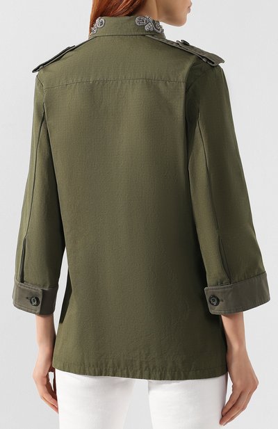 Хлопковая куртка DOLCE & GABBANA хаки цвета по цене 267500 руб., арт. F28NIZ/FU5SC, фото 4 Хлопковая куртка DOLCE & GABBANA, арт. F28NIZ/FU5SC, фото 4