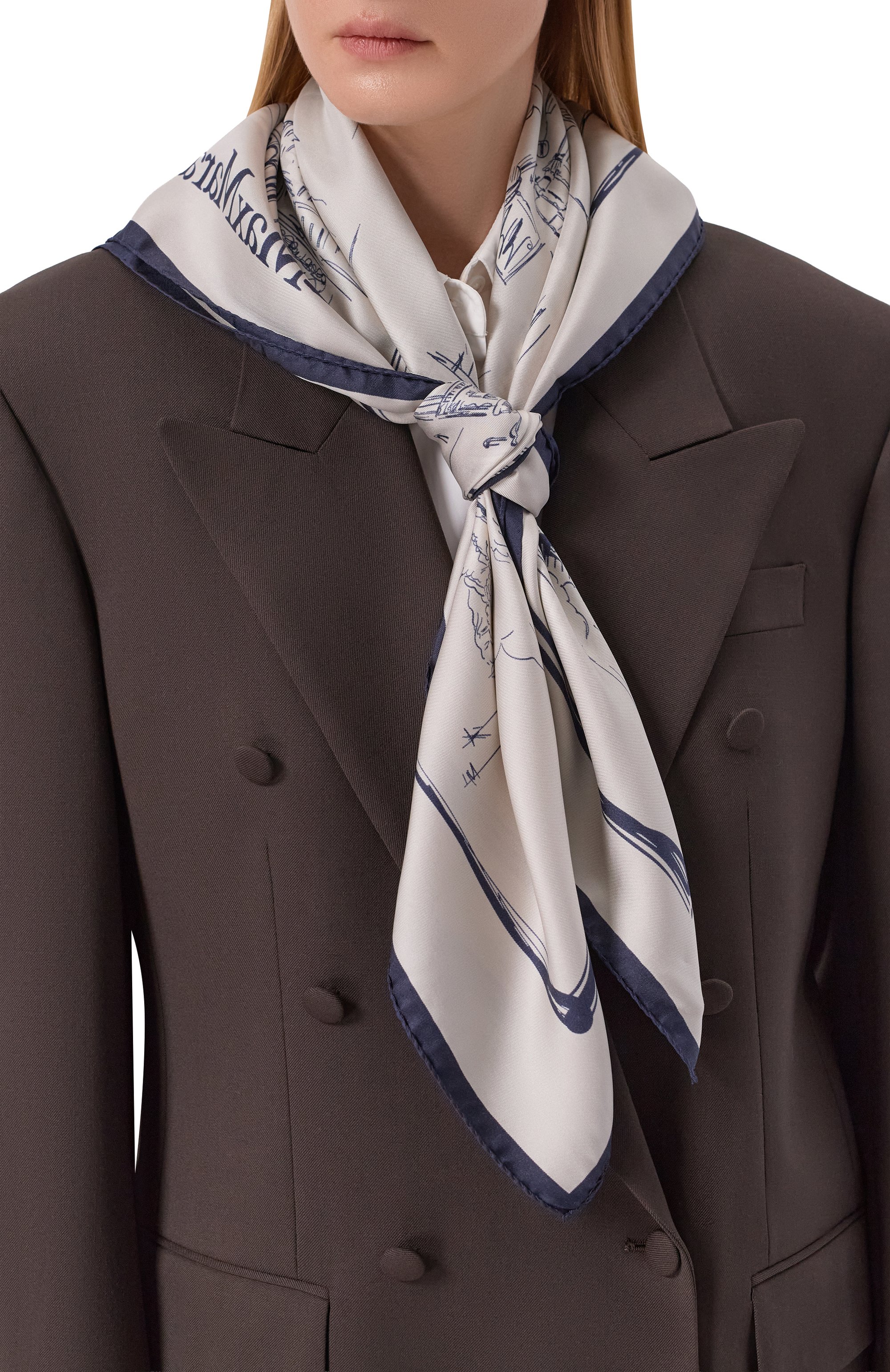 Шелковый платок MAX MARA кремового цвета по цене 37100 руб., арт. MXACARRE90W2, фото 2 Шелковый платок MAX MARA, арт. MXACARRE90W2, фото 2