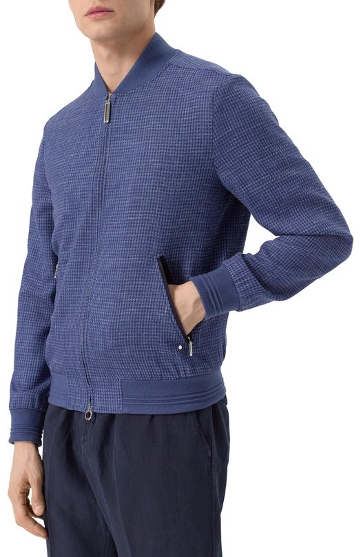 Бомбер из шерсти и шелка Stefano Ricci MZJ5100070/LP50HA/68 Синий  MZJ5100070/LP50HA/68 Фото 3