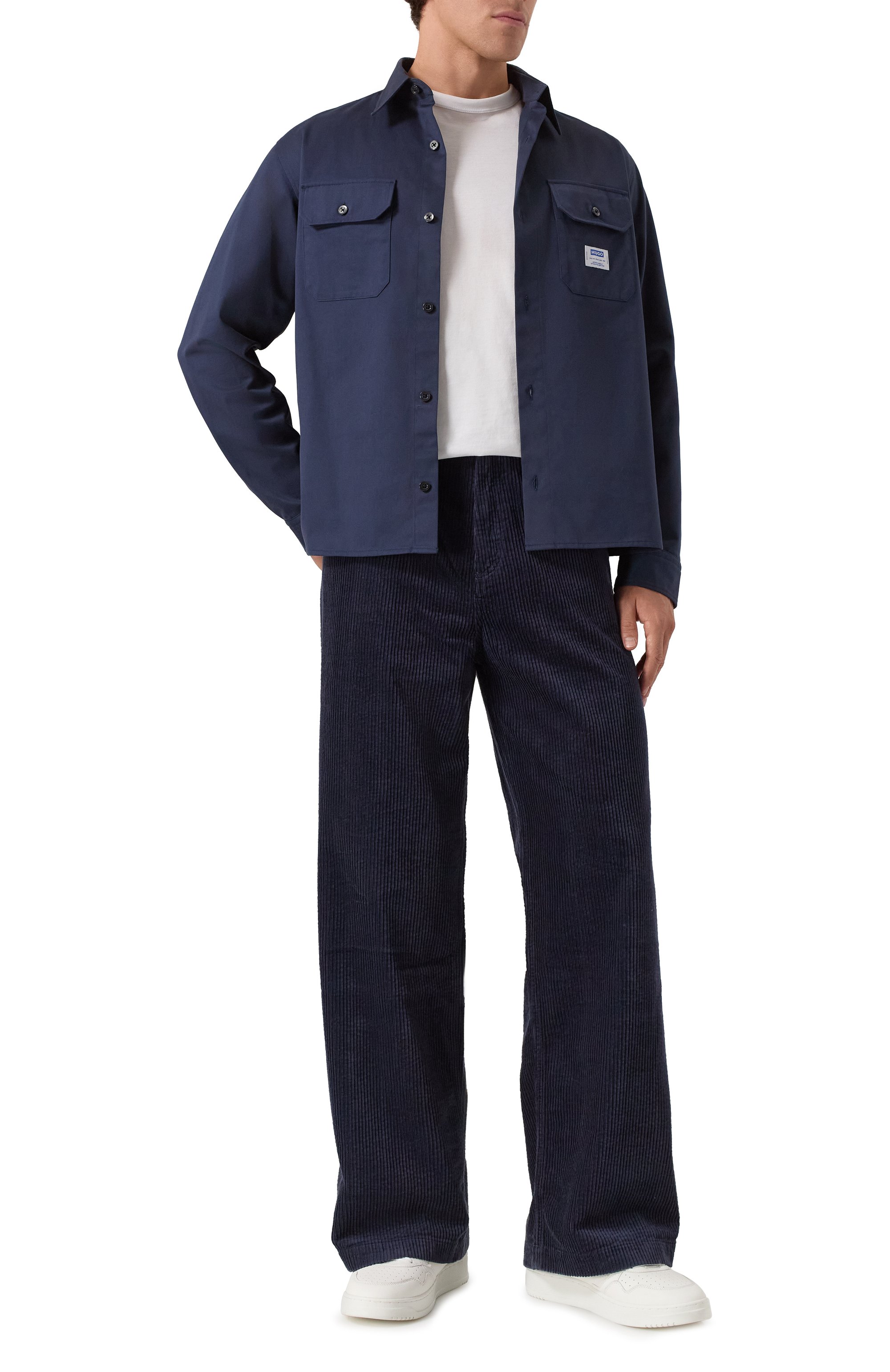 Вельветовые брюки HUGO BLUE темно-синего цвета по цене 17950 руб., арт. 50541558, фото 2 Вельветовые брюки HUGO BLUE, арт. 50541558, фото 2