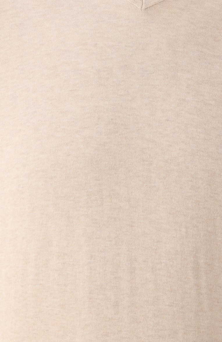 Мужское хлопковое поло BRUNELLO CUCINELLI светло-бежевого цвета, арт. M29800145 | Фото 6 (Рукава: Короткие; Длина (для топов): Стандартные; Принт: Без принта; Кросс-КТ: Трикотаж; Застежка: Открытый ворот; Стили: Кэжуэл; Материал внешний: Хлопок)