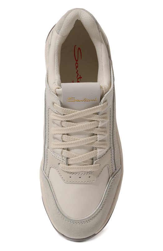 Комбинированные кроссовки Santoni WBIH61129BGBGRHDI50 Кремовый  WBIH61129BGBGRHDI50 Фото 6