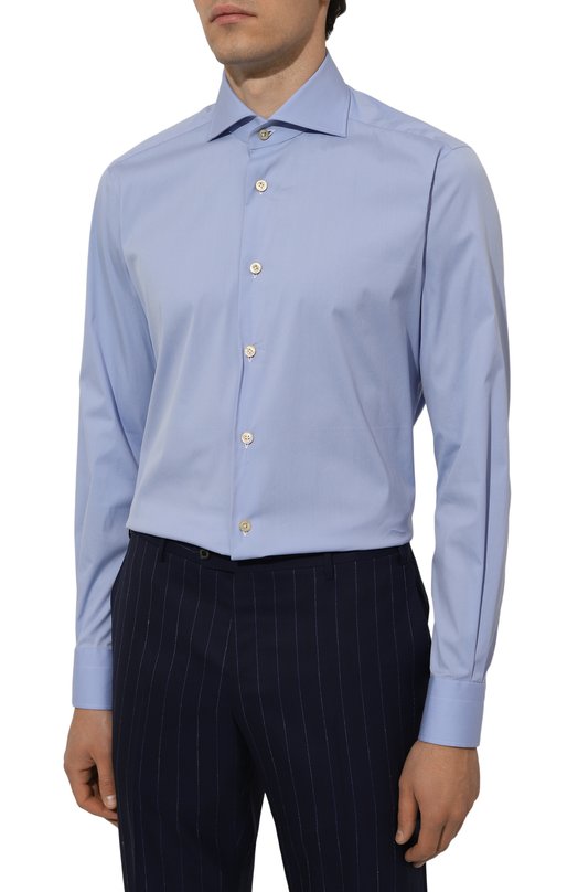 Хлопковая сорочка Kiton UCIH08863 Голубой  UCIH08863 Фото 4