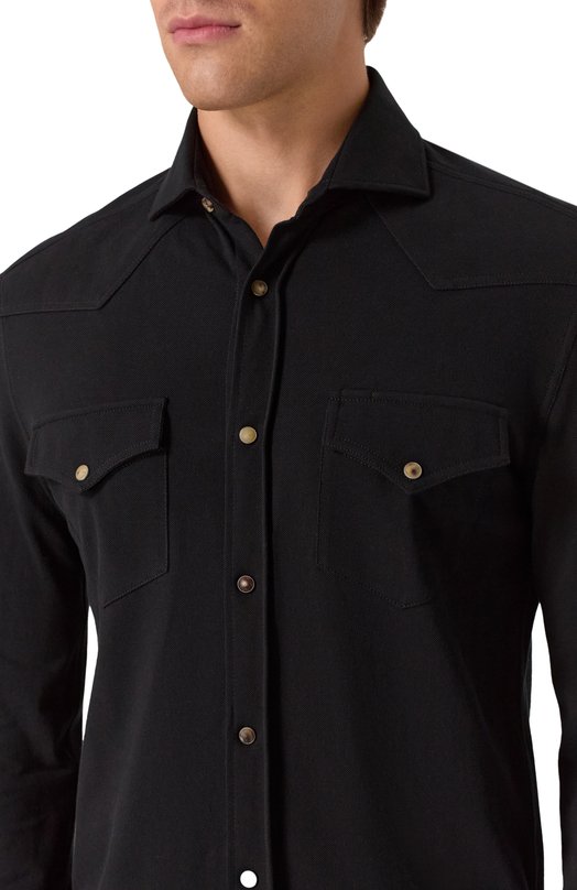 Хлопковая рубашка Brunello Cucinelli ME8546666 Чёрный  ME8546666 Фото 5