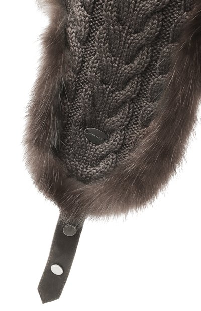 Кашемировая шапка-ушанка с мехом соболя BLACK SABLE, арт. BS-FHK-EB, фото 3