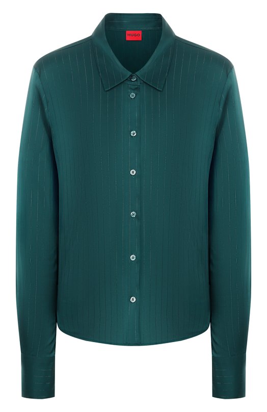 Атласная рубашка HUGO 50548421 Зелёный 50548421