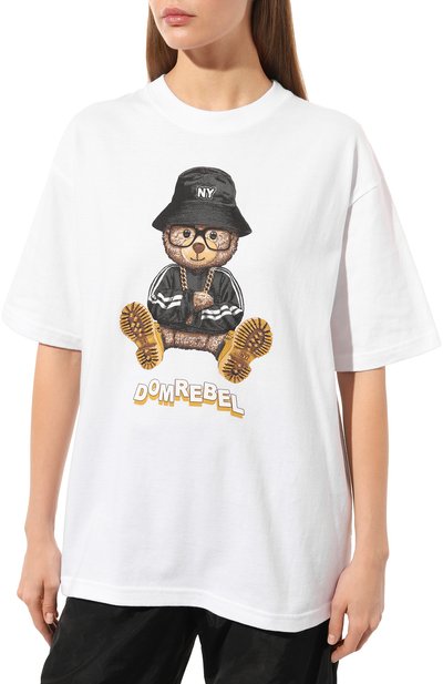 Хлопковая футболка DOMREBEL белого цвета по цене 15400 руб., арт. NY BEAR/T-SHIRT, фото 3 Хлопковая футболка DOMREBEL, арт. NY BEAR/T-SHIRT, фото 3