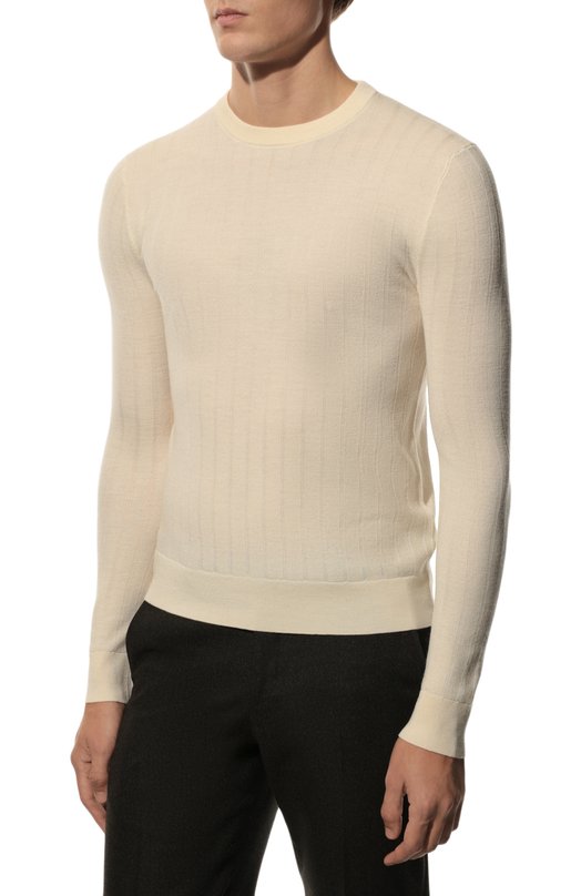 Шерстяной джемпер Il Borgo Cashmere Кремовый, фото 3