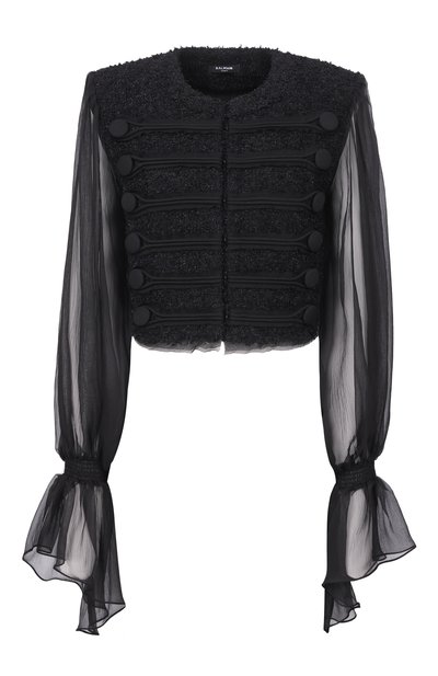 Женский твидовый жакет BALMAIN, арт. FF1HR140/MH42