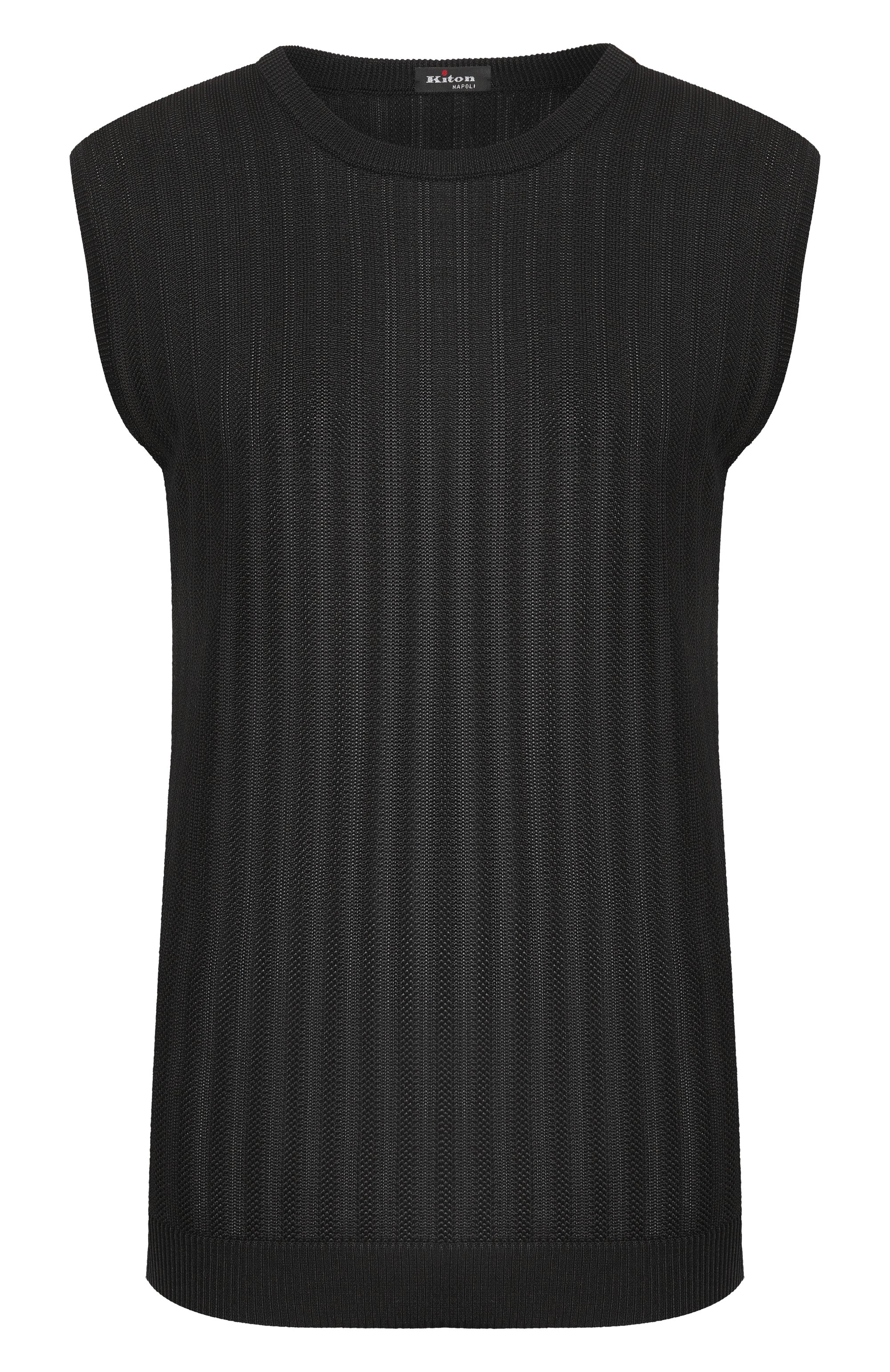 Шелковый топ KITON черного цвета по цене 184000 руб., арт. D61787K0920, фото 1 Шелковый топ KITON, арт. D61787K0920, фото 1