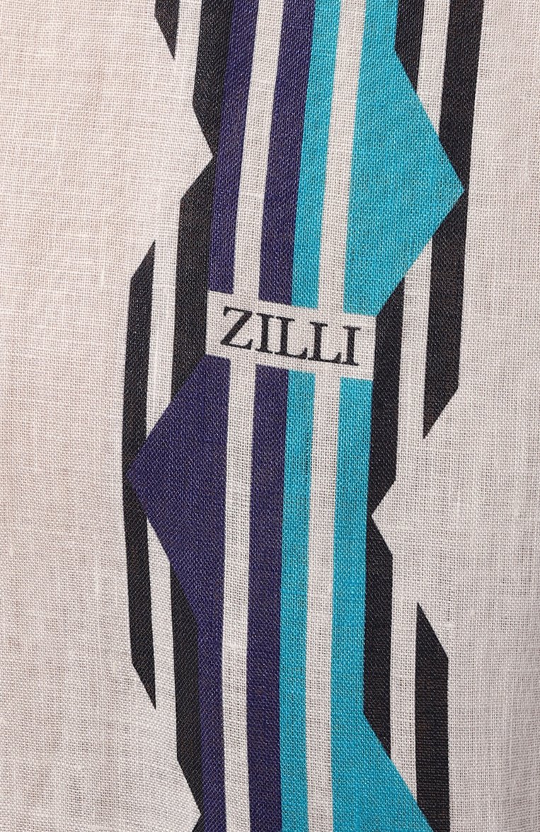 Мужская льняная рубашка ZILLI белого цвета, арт. LINA01M080084062A | Фото 5 (Рукава: Длинные; Материал внешний: Лен; Длина (для топов): Стандартные; Манжеты: На пуговицах; Принт: С принтом; Случай: Повседневный; Воротник: Кент; Стили: Кэжуэл; Рубашки М: Slim Fit)