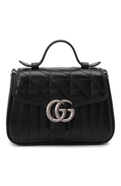 Женская сумка gg marmont 2.0 mini GUCCI черного цвета, арт. 583571/UM8AN | Фото 1 (Размер: mini; Материал: Натуральная кожа; Ремень/цепочка: На ремешке; Сумки-технические: Сумки top-handle; Драгоценные камни: Проставлено; Материал сплава: Проставлено)