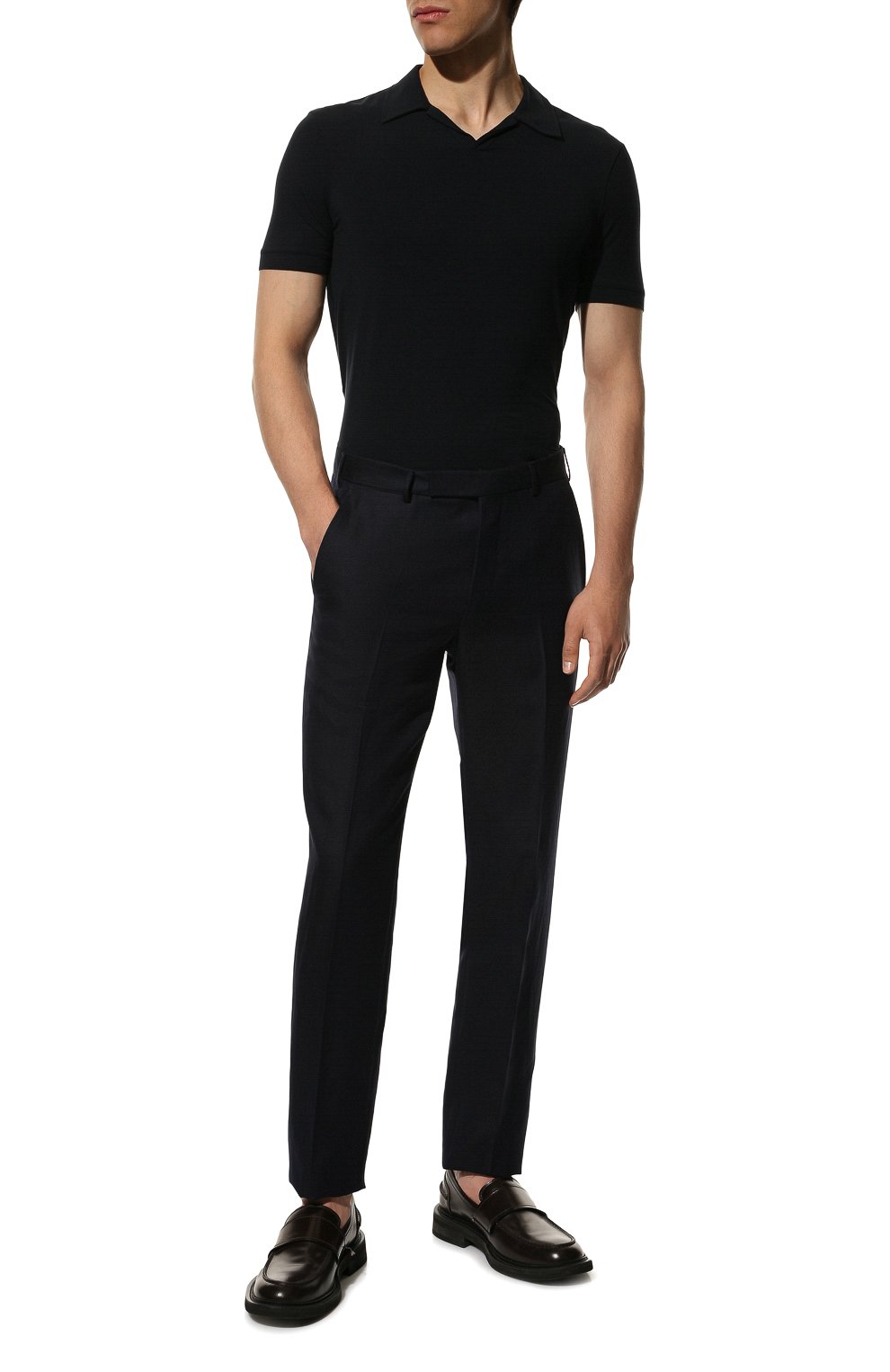 Поло из вискозы GIORGIO ARMANI темно-синего цвета по цене 38800 руб., арт. 3GSF51/SJP4Z, фото 2 Поло из вискозы GIORGIO ARMANI, арт. 3GSF51/SJP4Z, фото 2