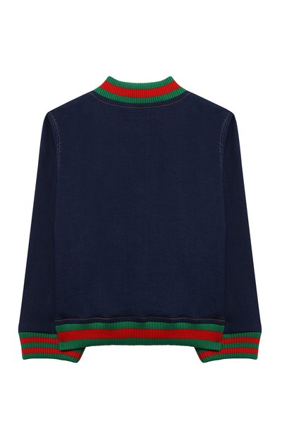 Хлопковый бомбер GUCCI синего цвета по цене 42900 руб., арт. 547186/XJCR3, фото 2 Хлопковый бомбер GUCCI, арт. 547186/XJCR3, фото 2