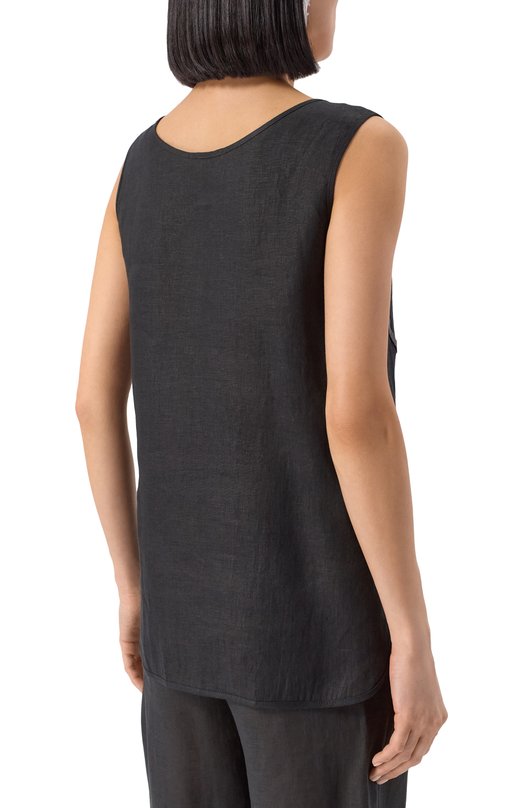 Льняной топ Kiton D59401H0800412 Чёрный  D59401H0800412 Фото 4