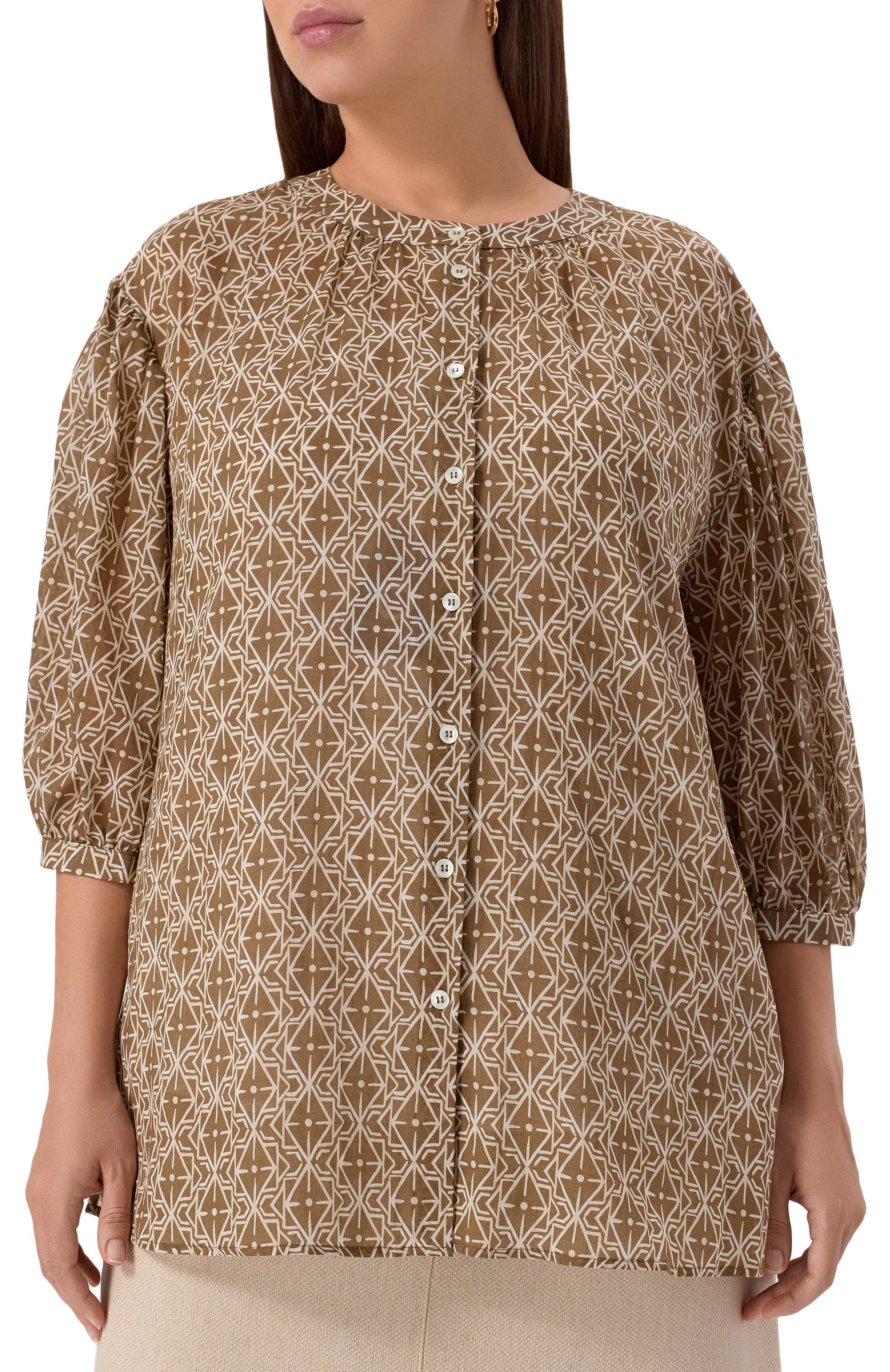 Хлопковая рубашка MARINA RINALDI VOYAGE, арт. UNII0N, фото 3