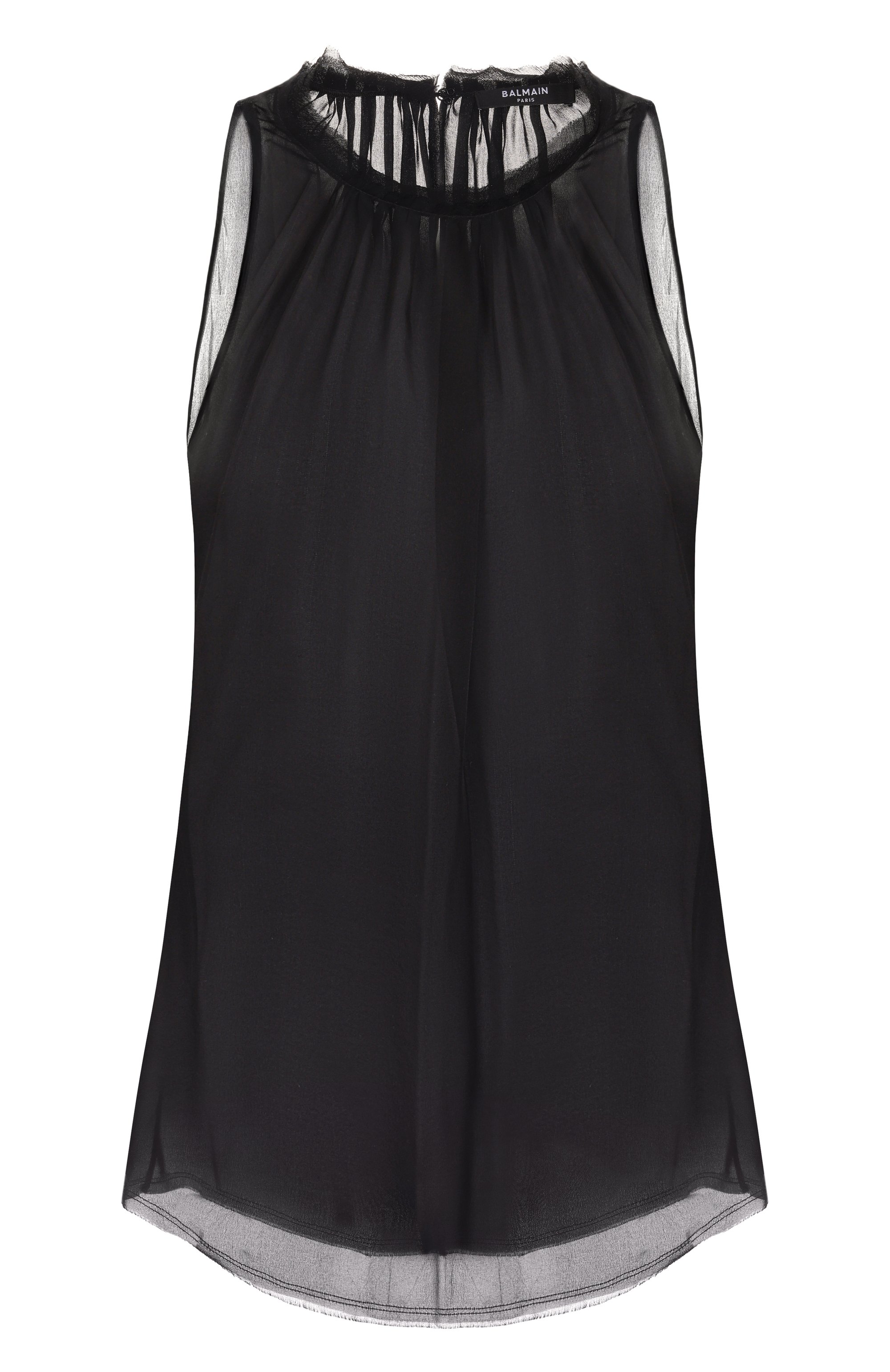 Шелковый топ BALMAIN черного цвета по цене 120000 руб., арт. EF0IA005/SB04, фото 1 Шелковый топ BALMAIN, арт. EF0IA005/SB04, фото 1
