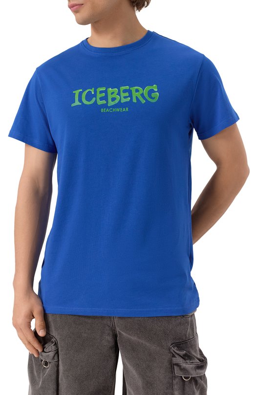 Хлопковая футболка Iceberg ICE25MTS01 Синий  ICE25MTS01 Фото 3