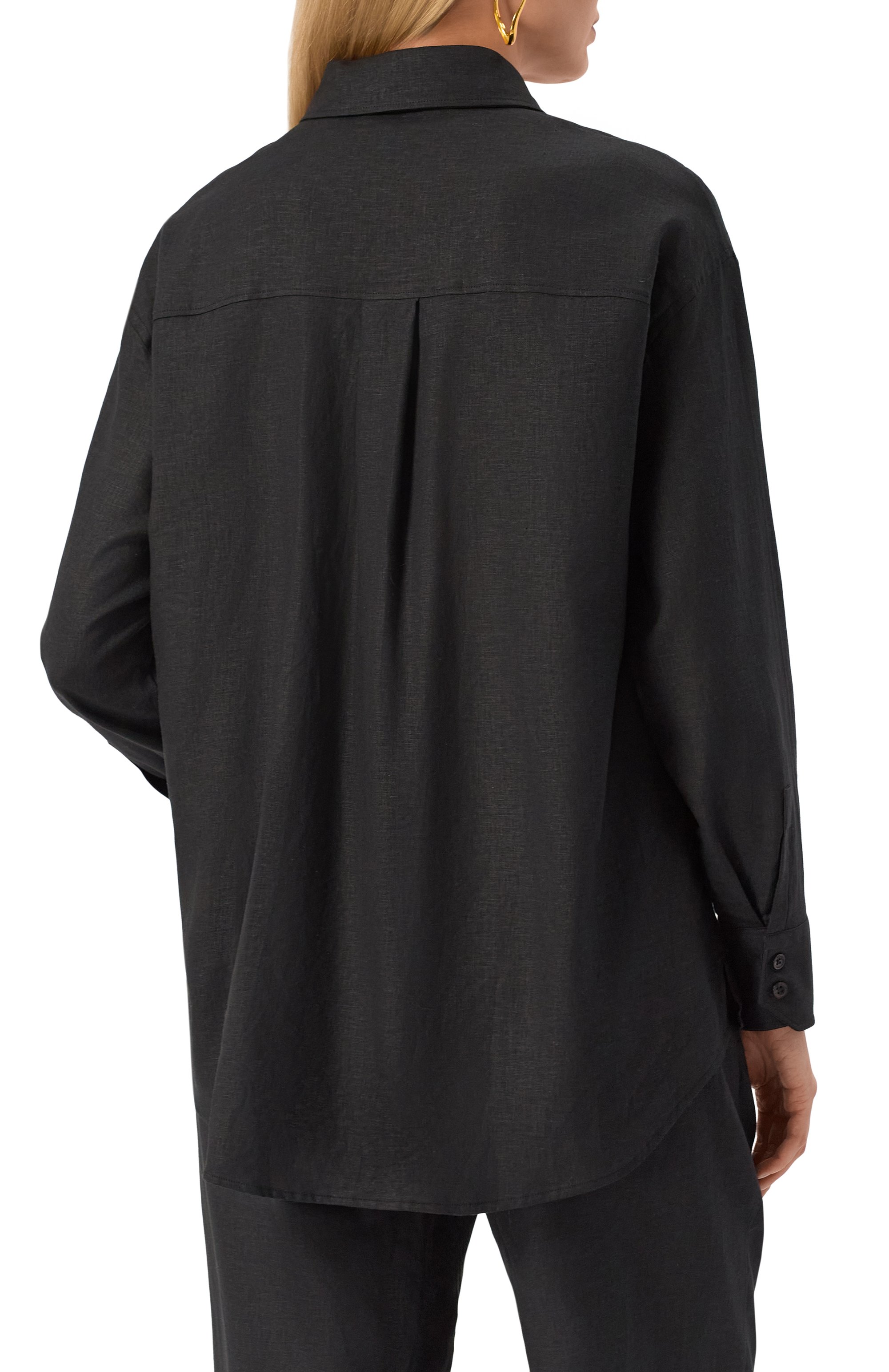 Рубашка изо льна и вискозы HINNOMINATE черного цвета по цене 17550 руб., арт. HMABW01845, фото 4 Рубашка изо льна и вискозы HINNOMINATE, арт. HMABW01845, фото 4