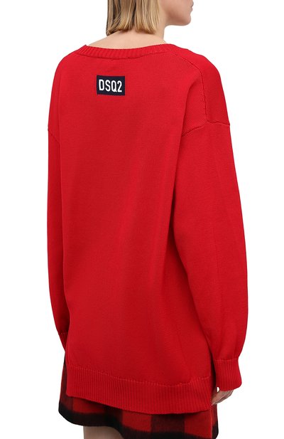 Хлопковый пуловер DSQUARED2 красного цвета по цене 45900 руб., арт. S75HA1045/S17612, фото 4 Хлопковый пуловер DSQUARED2, арт. S75HA1045/S17612, фото 4