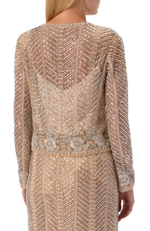 Жакет с отделкой бисером Elie Saab J0199NF25/BE043 Бежевый  J0199NF25/BE043 Фото 4