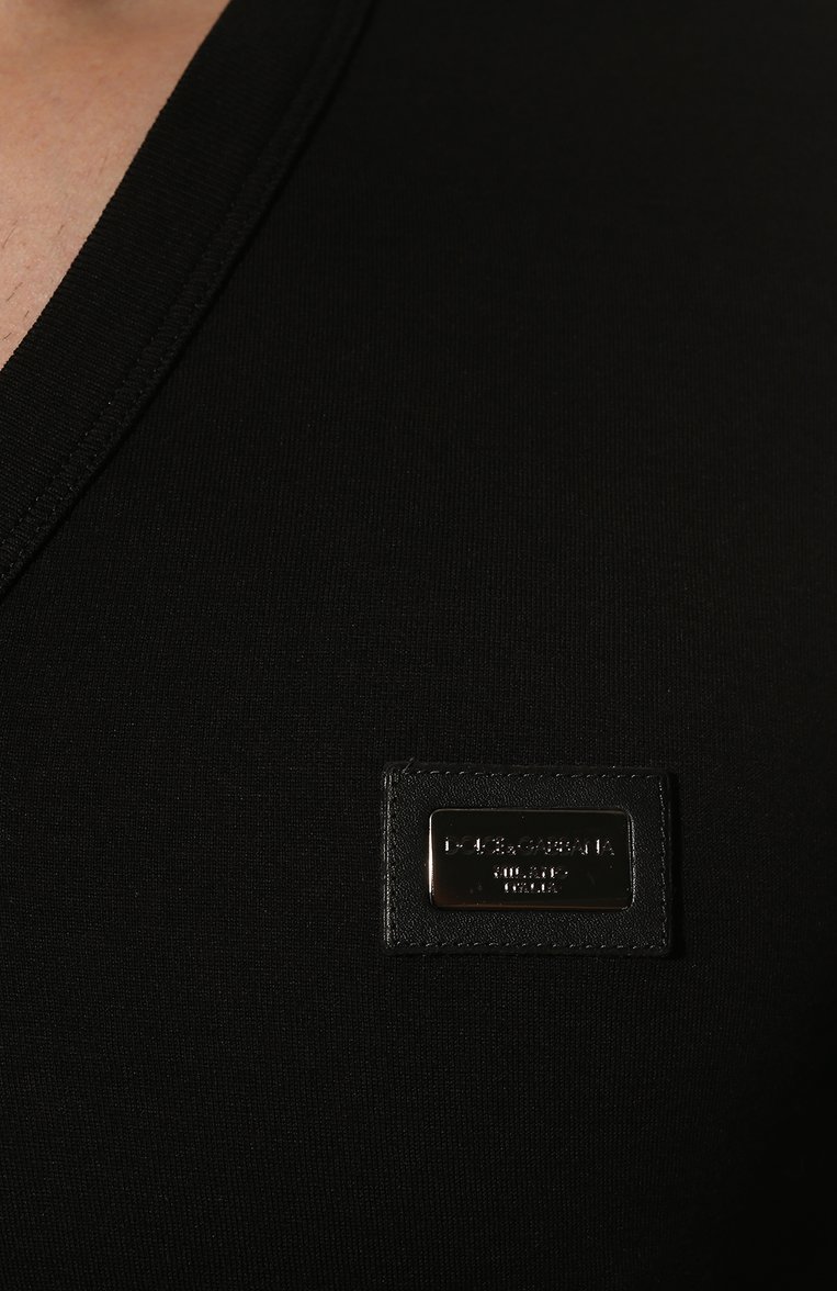 Мужская хлопковая футболка DOLCE & GABBANA черного цвета, арт. 0101/G8HA0T/G7JYY | Фото 5 (Материал внешний: Хлопок; Мужское Кросс-КТ: Футболка-одежда; Рукава: Короткие; Длина (для топов): Стандартные; Принт: Без принта; Стили: Кэжуэл; Статус проверки: Проверена категория; Ювелирные украшения: Назначено; Кросс-КТ: Джерси; Автоматизация состава: Проставлено; Автоматизация ТО: Проставлено; Детали: Без декора)