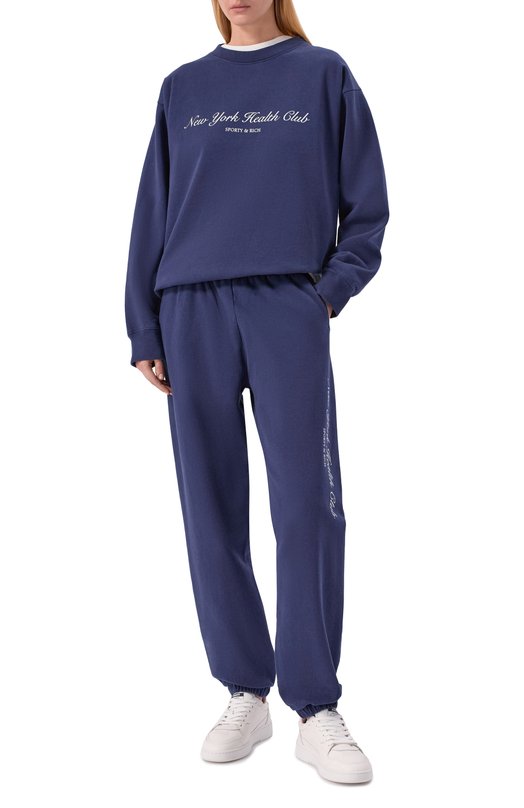 Хлопковые брюки Sporty and Rich PA03666043BL106 Синий  PA03666043BL106 Фото 2