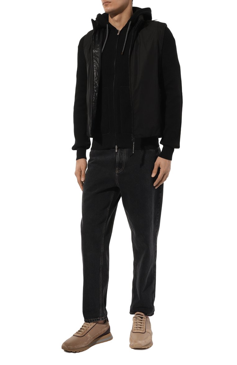 Мужской хлопковый кардиган BRUNELLO CUCINELLI черного цвета, арт. M2920B2311 | Фото 2 (Длина (для топов): Стандартные; Материал внешний: Хлопок; Рукава: Длинные; Мужское Кросс-КТ: Кардиган-одежда; Стили: Кэжуэл; Застежка: Молния)