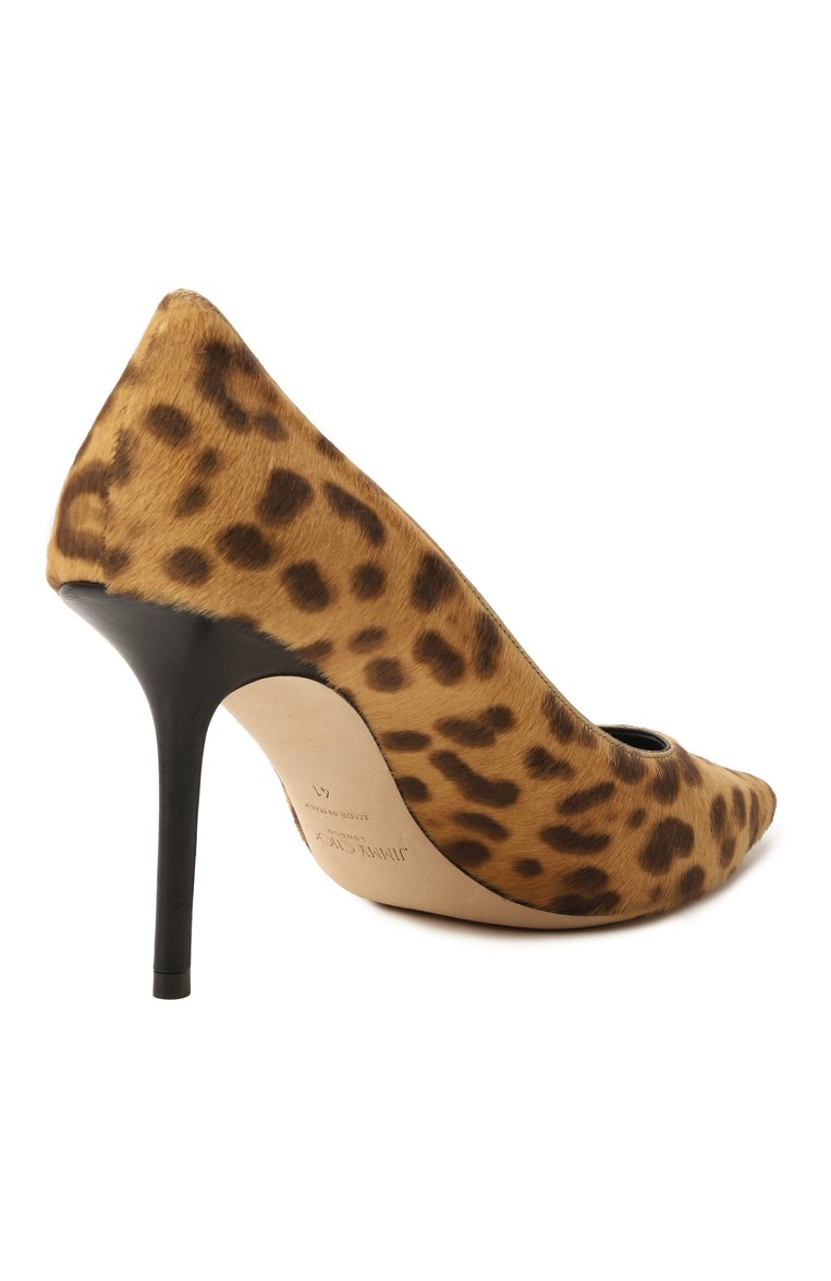 Женские кожаные туфли love 85 JIMMY CHOO леопардового цвета, арт. L0VE 85/PWJ | Фото 5 (Материал внутренний: Натуральная кожа; Каблук высота: Высокий; Подошва: Плоская; Материал внешний: Натуральная кожа; Каблук тип: Шпилька)