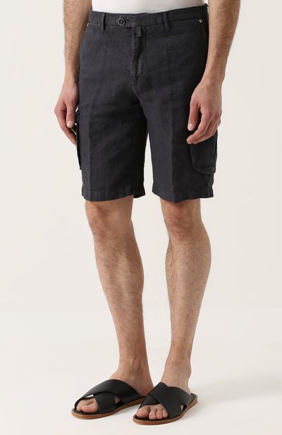 Льняные шорты с накладными карманами KITON, арт. UFPPB/6N95, фото 3