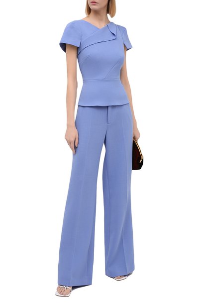 Шерстяной топ ROLAND MOURET голубого цвета по цене 69800 руб., арт. PW20/S0968/F4044, фото 2 Шерстяной топ ROLAND MOURET, арт. PW20/S0968/F4044, фото 2