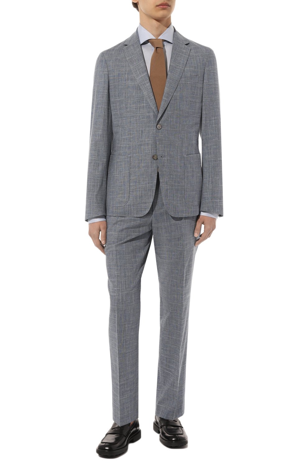 Костюм из хлопка и шерсти BOSS голубого цвета по цене 57500 руб., арт. 50489387, фото 1 Костюм из хлопка и шерсти BOSS, арт. 50489387, фото 1