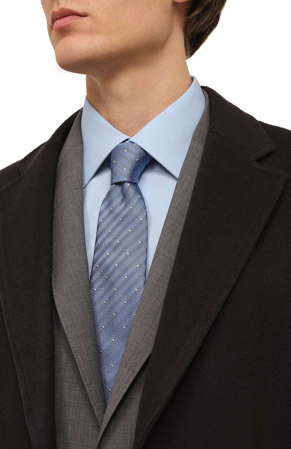 Шелковый галстук LANVIN голубого цвета по цене 15400 руб., арт. 3112/TIE, фото 2 Шелковый галстук LANVIN, арт. 3112/TIE, фото 2