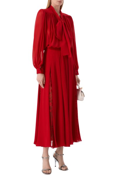 Шелковая блузка ELIE SAAB красного цвета по цене 199500 руб., арт. T0401NP26/SI001, фото 2 Шелковая блузка ELIE SAAB, арт. T0401NP26/SI001, фото 2