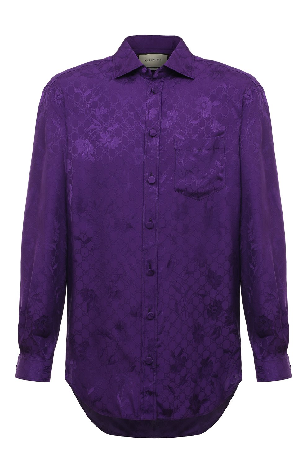Рубашка из вискозы GUCCI фиолетового цвета по цене 122400 руб., арт. 587297 ZAA61, фото 1 Рубашка из вискозы GUCCI, арт. 587297 ZAA61, фото 1