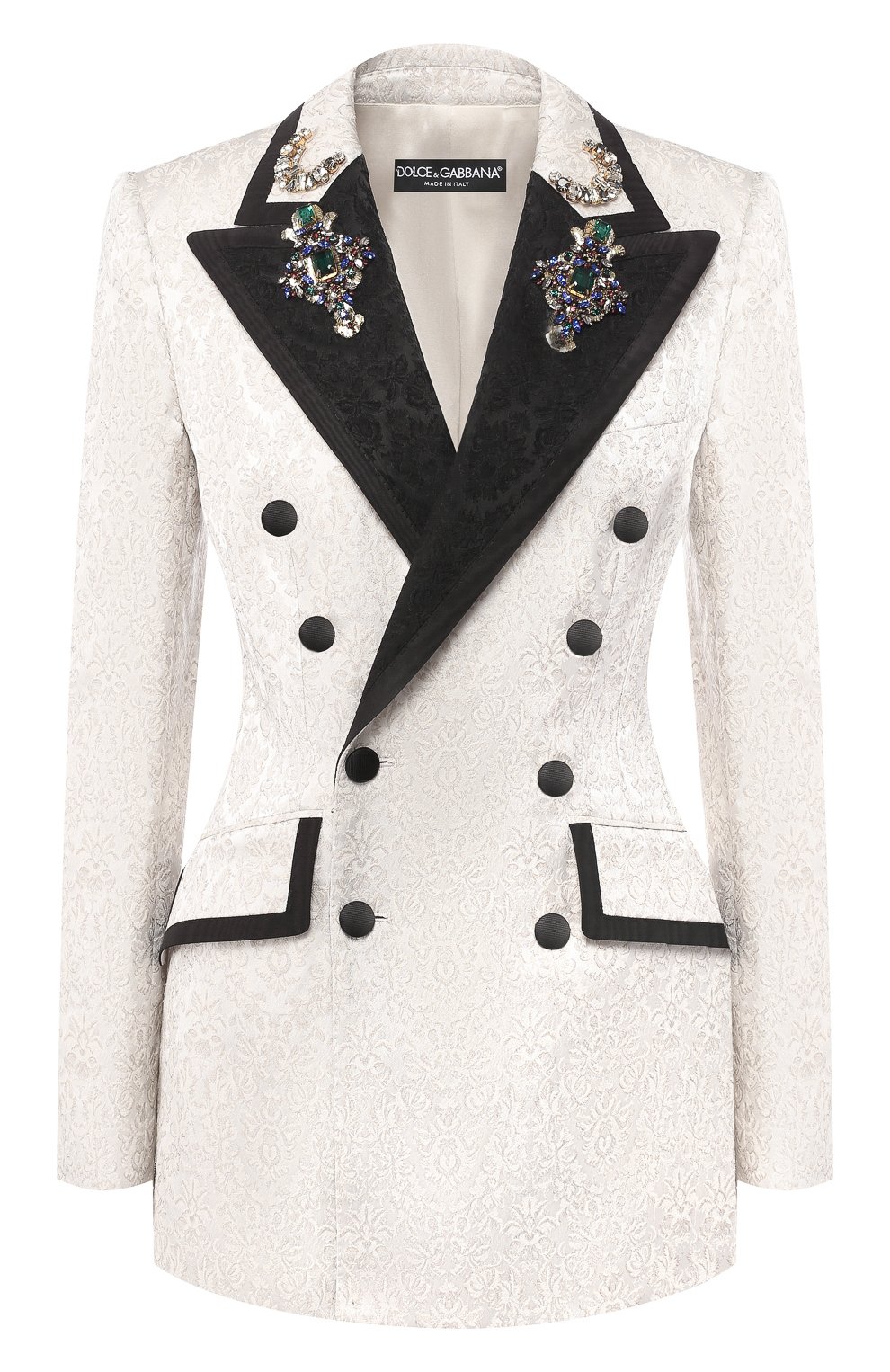 Двубортный жакет DOLCE & GABBANA светло-серого цвета по цене 372000 руб., арт. F296SZ/FJRDK, фото 1 Двубортный жакет DOLCE & GABBANA, арт. F296SZ/FJRDK, фото 1