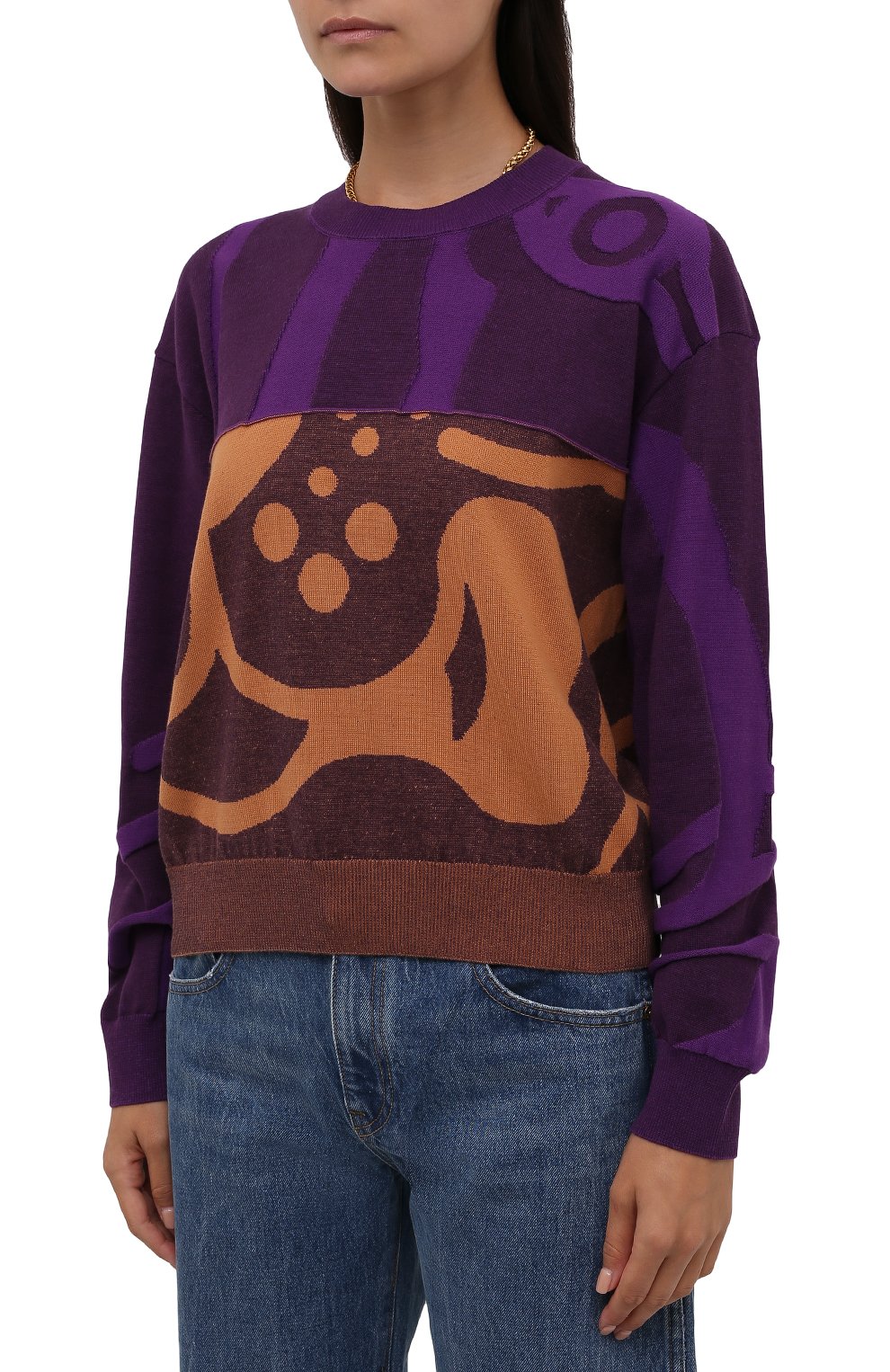 Хлопковый пуловер KENZO фиолетового цвета по цене 37100 руб., арт. FB62PU6403TC, фото 3 Хлопковый пуловер KENZO, арт. FB62PU6403TC, фото 3