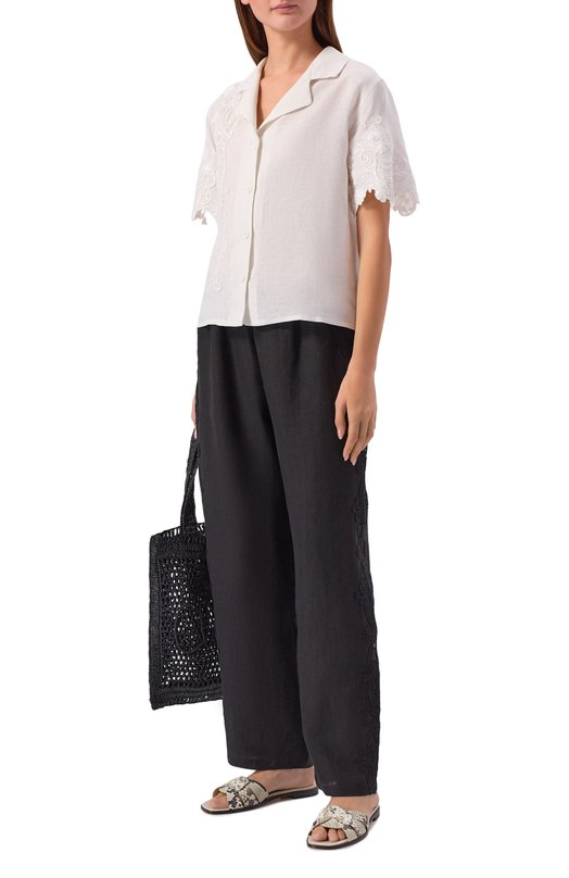 Льняные брюки Maurizio W01150881 Чёрный  W01150881 Фото 2