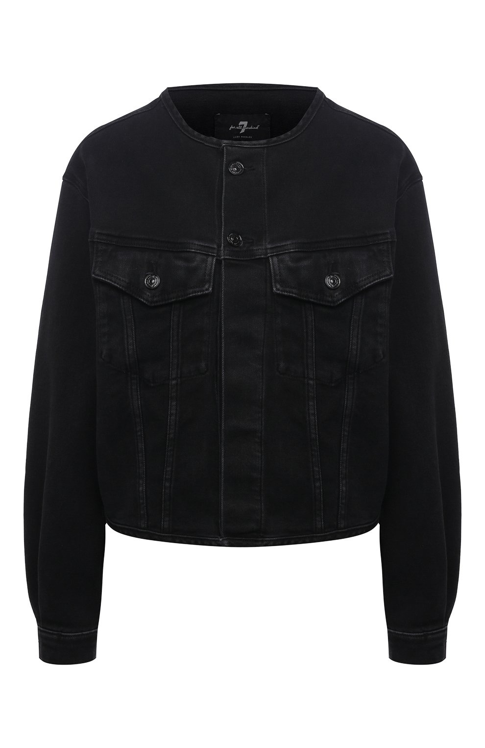 Джинсовая куртка 7 FOR ALL MANKIND черного цвета по цене 24250 руб., арт. JSK4B340FA, фото 1 Джинсовая куртка 7 FOR ALL MANKIND, арт. JSK4B340FA, фото 1