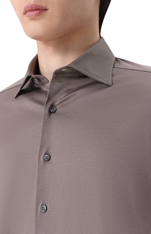 Хлопковая рубашка MVST SLIM/GABRIELLE/R0UND/1628-JERSEY (INTERL0CK) Коричневый  SLIM/GABRIELLE/R0UND/1628-JERSEY (INTERL0CK) Фото 5