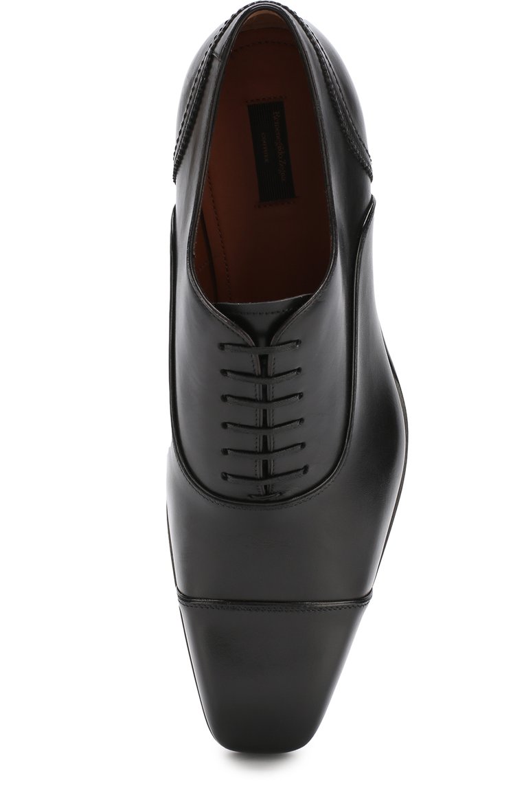 Мужские кожаные оксфорды на шнуровке ZEGNA черного цвета, арт. A3085X-EVE | Фото 5 (Наличие утеплителя: Нет; Статус проверки: Проверено, Проверена категория; Стили: Классический; Материал внутренний: Натуральная кожа; Нос: Не проставлено; Материал внешний: Натуральная кожа)