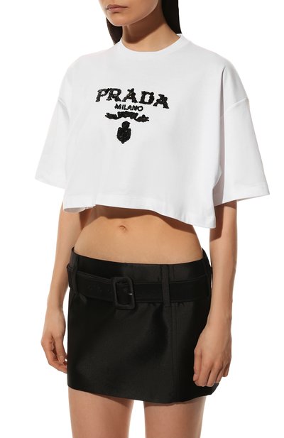 Хлопковая футболка PRADA, арт. 3560AR-103H-F0009-212, фото 3