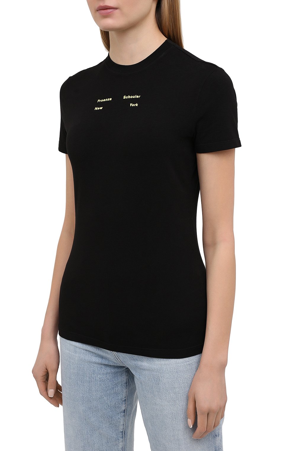Хлопковая футболка PROENZA SCHOULER WHITE LABEL черного цвета по цене 17550 руб., арт. WL2114226-JC144, фото 3 Хлопковая футболка PROENZA SCHOULER WHITE LABEL, арт. WL2114226-JC144, фото 3