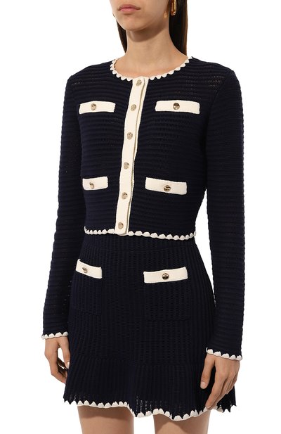 Кардиган из хлопка и вискозы SELF-PORTRAIT, арт. PF24-131J-BL, фото 3