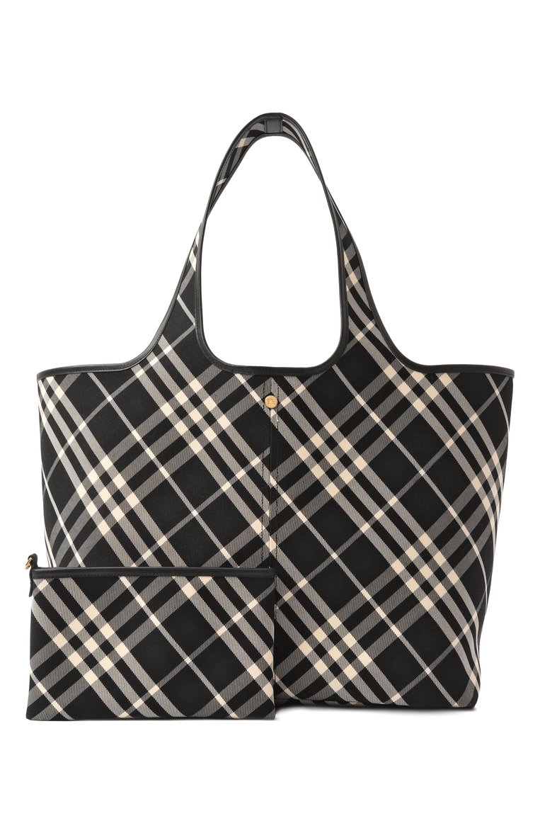 Женская сумка-тоут BURBERRY черно-белого цвета, арт. 8093978 | Фото 8 (Материал: Текстиль; Драгоценные камни: Проставлено; Материал сплава: Проставлено; Размер: large)